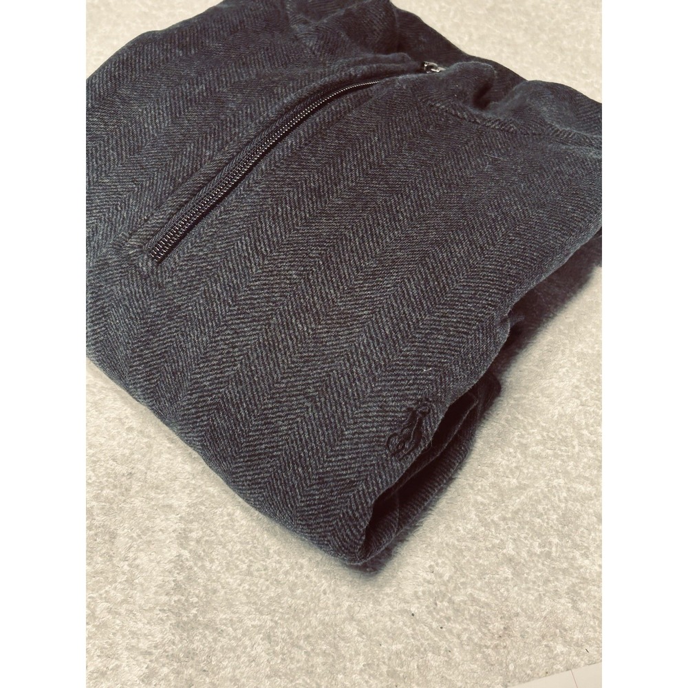 Polo Ralph Lauren Men's Xl 1/4 Zip Pullover Dark Charcoal Gray Herringbone EUC